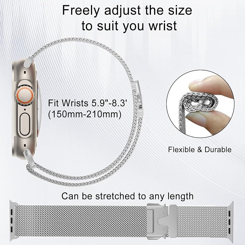 Milanese hurkos szíj Apple Watch Band Ultra 2 49mm 46mm 45mm 44mm 42mm rozsdamentes acél fém iWatch sorozathoz 10 9 8 7 6 5 4