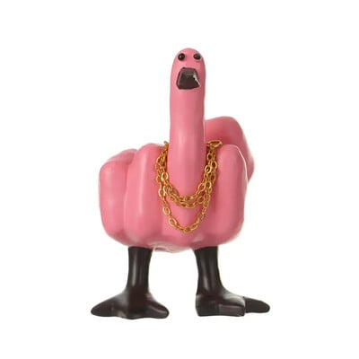 Középujj aranyos kacsa figura Vicces kis kacsa szobor gyanta kézműves otthoni kerti íróasztal dekorációhoz Otthoni kiegészítők