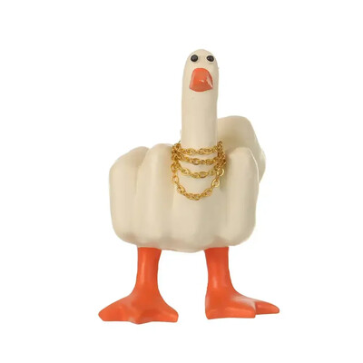 Középujj aranyos kacsa figura Vicces kis kacsa szobor gyanta kézműves otthoni kerti íróasztal dekorációhoz Otthoni kiegészítők