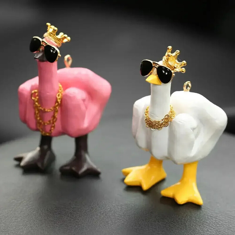 Középujj aranyos kacsa figura Vicces kis kacsa szobor gyanta kézműves otthoni kerti íróasztal dekorációhoz Otthoni kiegészítők