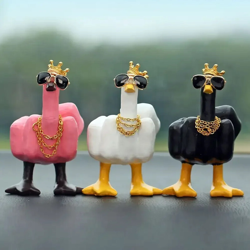 Középujj aranyos kacsa figura Vicces kis kacsa szobor gyanta kézműves otthoni kerti íróasztal dekorációhoz Otthoni kiegészítők