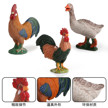 Simulation Farm Poultry Ζώο μοντέλο Chicken Fowl Duck Goose Rooster Φιγούρες δράσης πλαστικά ειδώλια Farm series Kids Toys