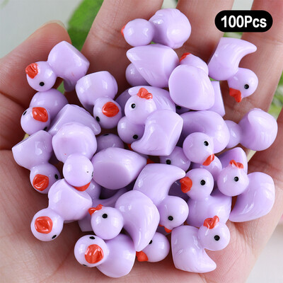 100 de bucăți de rață de desene animate care strălucesc în întuneric, decorațiuni pentru casă, artizanat în rășină, mini ornamente, decorațiuni pentru birou, cadouri