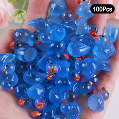 100 de bucăți de rață de desene animate care strălucesc în întuneric, decorațiuni pentru casă, artizanat în rășină, mini ornamente, decorațiuni pentru birou, cadouri