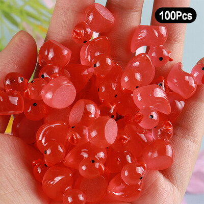 100 de bucăți de rață de desene animate care strălucesc în întuneric, decorațiuni pentru casă, artizanat în rășină, mini ornamente, decorațiuni pentru birou, cadouri