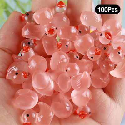 100 de bucăți de rață de desene animate care strălucesc în întuneric, decorațiuni pentru casă, artizanat în rășină, mini ornamente, decorațiuni pentru birou, cadouri