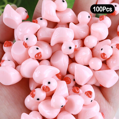 100 de bucăți de rață de desene animate care strălucesc în întuneric, decorațiuni pentru casă, artizanat în rășină, mini ornamente, decorațiuni pentru birou, cadouri