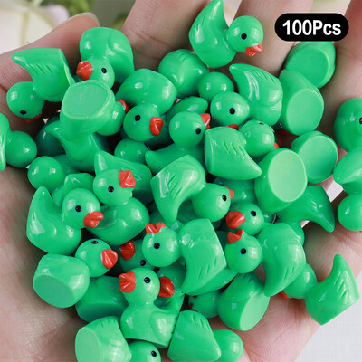 100 de bucăți de rață de desene animate care strălucesc în întuneric, decorațiuni pentru casă, artizanat în rășină, mini ornamente, decorațiuni pentru birou, cadouri