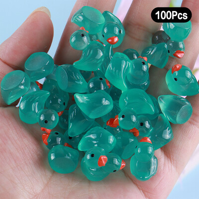 100 de bucăți de rață de desene animate care strălucesc în întuneric, decorațiuni pentru casă, artizanat în rășină, mini ornamente, decorațiuni pentru birou, cadouri