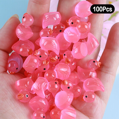 100 de bucăți de rață de desene animate care strălucesc în întuneric, decorațiuni pentru casă, artizanat în rășină, mini ornamente, decorațiuni pentru birou, cadouri