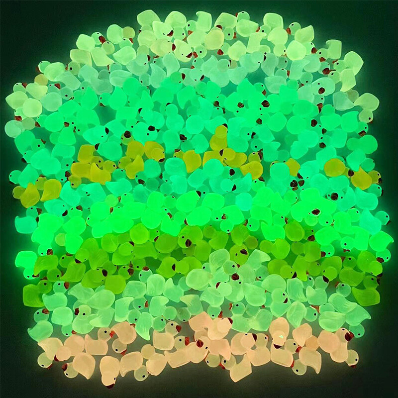 100 de bucăți de rață de desene animate care strălucesc în întuneric, decorațiuni pentru casă, artizanat în rășină, mini ornamente, decorațiuni pentru birou, cadouri