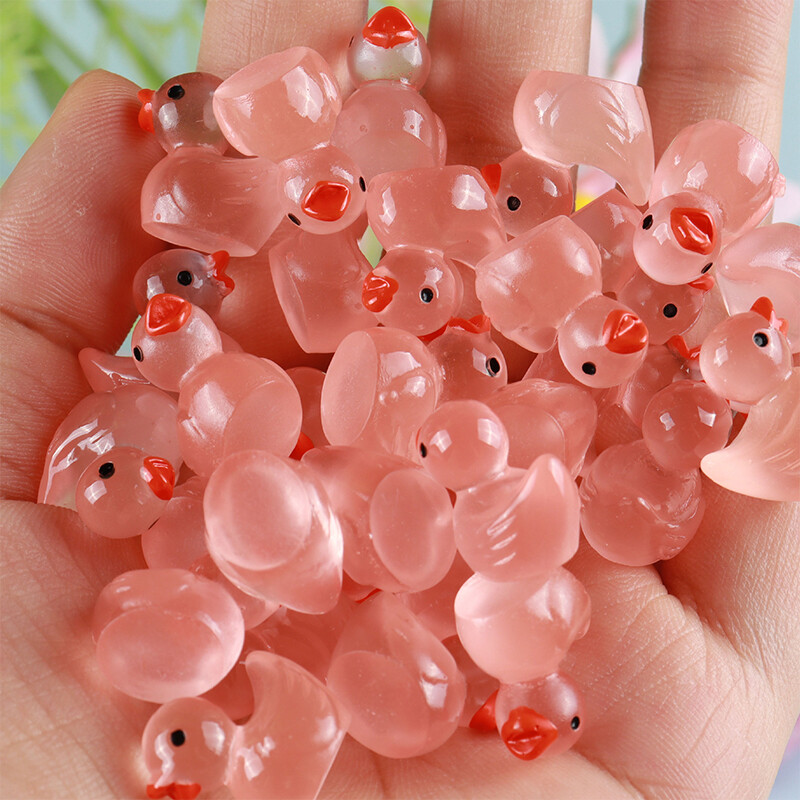 100 de bucăți de rață de desene animate care strălucesc în întuneric, decorațiuni pentru casă, artizanat în rășină, mini ornamente, decorațiuni pentru birou, cadouri