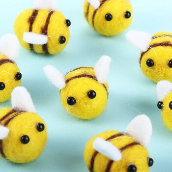 10 τμχ Kawaii μάλλινη τσόχα Honeybee βελούδινα Ζώα Μάλλινη τσόχα κούκλα DIY Τσάντα Κρεμαστό Μινιατούρα διακόσμηση για μέλισσα διακόσμηση σπιτιού