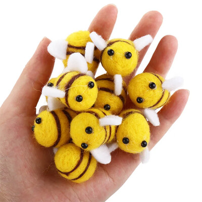 10 bucăți Kawaii din pâslă de lână, albine, animale de pluș, păpușă din pâslă de lână, bricolaj, pandantiv, albine în miniatură, decorare pentru acasă