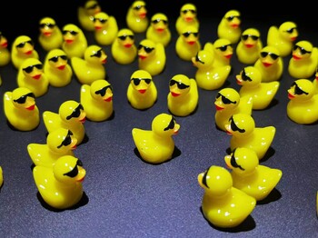 50-100 τμχ Miniatures Yellow Ducks with Glasses Mini Duck Resin Micro Landscape Decoration Fairy Garden Kawaii Accessories