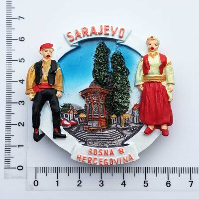 Bosny a Hercegoviny, cestovné suveníry, nálepky na chladničku, kreatívne magnetické nálepky s tematikou Sarajeva, bytové dekorácie, svadobné darčeky