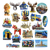 Európa Švédsko 3D magnety na chladničku, cestovný ruch, suvenír, magnety na chladničku, nálepky, kolekcia remeselných dekorácií