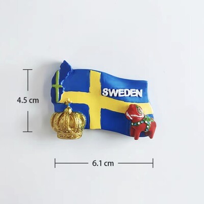 Európa Švédsko 3D magnety na chladničku, cestovný ruch, suvenír, magnety na chladničku, nálepky, kolekcia remeselných dekorácií