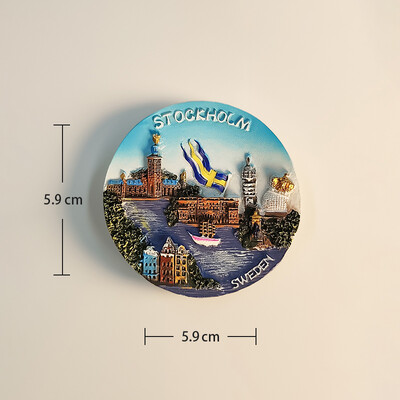 Európa Švédsko 3D magnety na chladničku, cestovný ruch, suvenír, magnety na chladničku, nálepky, kolekcia remeselných dekorácií