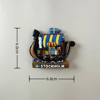 Európa Švédsko 3D magnety na chladničku, cestovný ruch, suvenír, magnety na chladničku, nálepky, kolekcia remeselných dekorácií