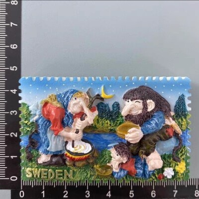 Európa Švédsko 3D magnety na chladničku, cestovný ruch, suvenír, magnety na chladničku, nálepky, kolekcia remeselných dekorácií