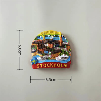 Európa Švédsko 3D magnety na chladničku, cestovný ruch, suvenír, magnety na chladničku, nálepky, kolekcia remeselných dekorácií