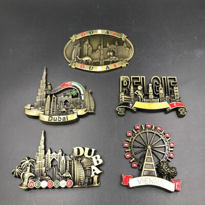 Dubai UAE Belgium Vienna Μεταλλικά τρισδιάστατα μαγνητικά αυτοκόλλητα ψυγείου
