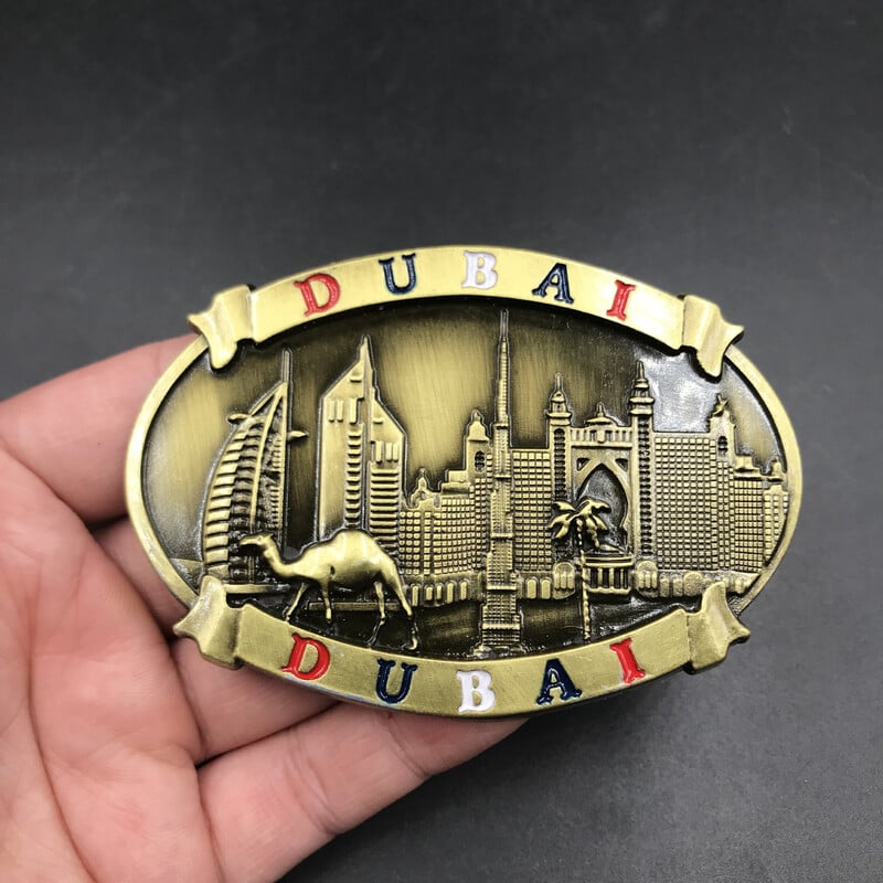 Kovové 3D magnetické nálepky na chladničku s motívom Dubaja, Spojených arabských emirátov, Belgicka, Viedne