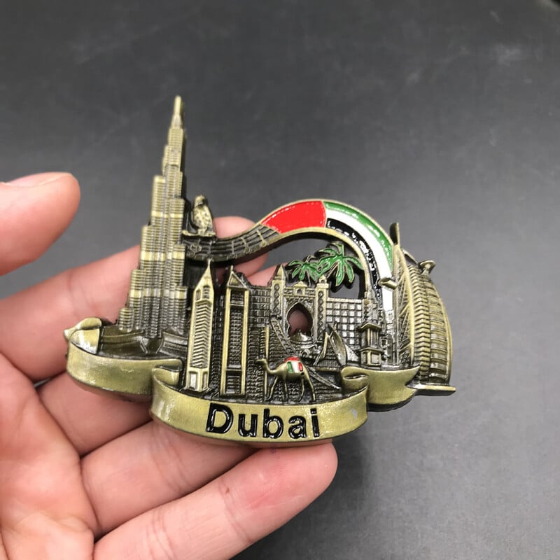 Kovové 3D magnetické nálepky na chladničku s motívom Dubaja, Spojených arabských emirátov, Belgicka, Viedne