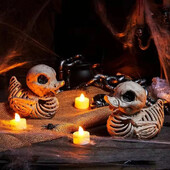 Halloween kačacia kostra Halloween miniatúrna kačacia kostra model kačacej lebky kostra dekoratívna divná simulovaná lebka kačacia socha