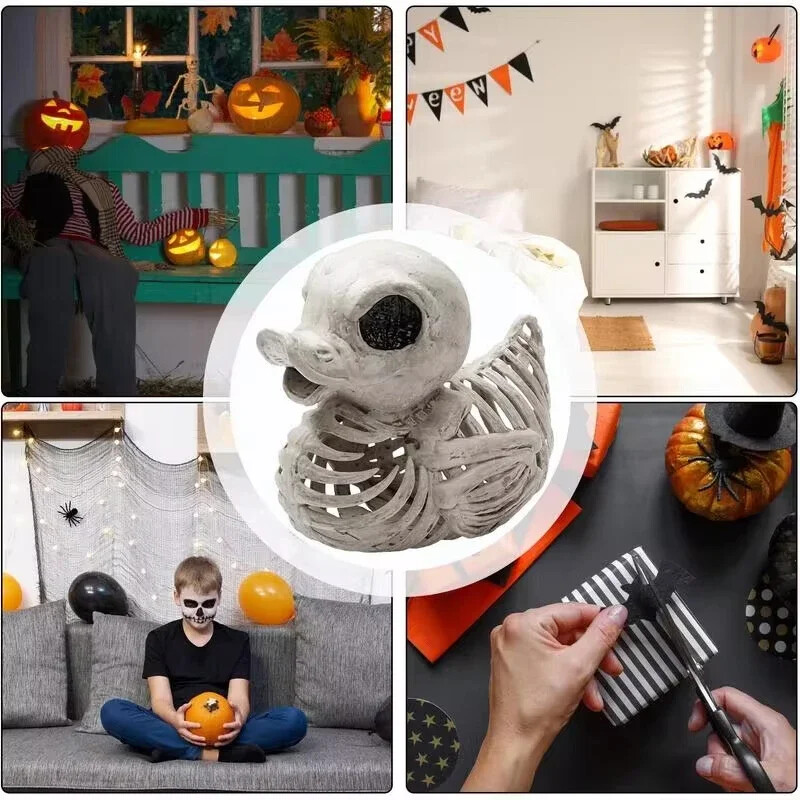 Halloween kačacia kostra Halloween miniatúrna kačacia kostra model kačacej lebky kostra dekoratívna divná simulovaná lebka kačacia socha