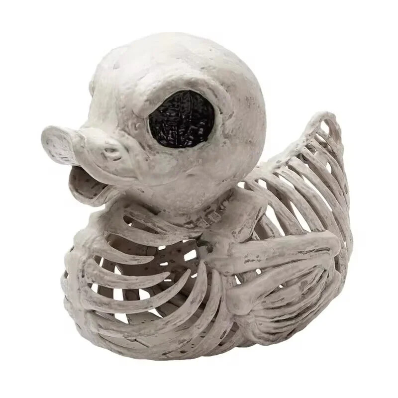 Halloween kačacia kostra Halloween miniatúrna kačacia kostra model kačacej lebky kostra dekoratívna divná simulovaná lebka kačacia socha