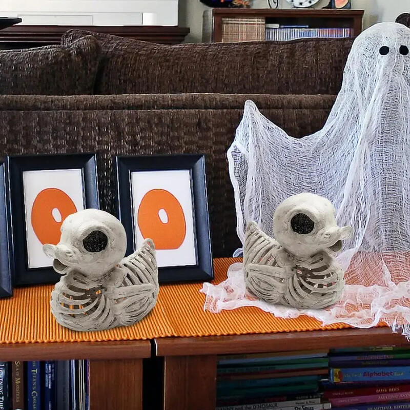 Halloween kačacia kostra Halloween miniatúrna kačacia kostra model kačacej lebky kostra dekoratívna divná simulovaná lebka kačacia socha