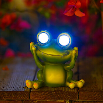 Ηλιακή λάμπα SAAKAR Resin Little Frog Garden Statue Figurines for Outdoor Cute Garden Decoration Courtyard Accessories Αντικείμενο Αντικείμενο