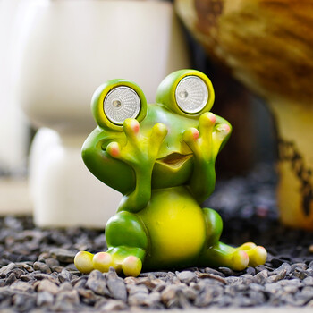 Ηλιακή λάμπα SAAKAR Resin Little Frog Garden Statue Figurines for Outdoor Cute Garden Decoration Courtyard Accessories Αντικείμενο Αντικείμενο