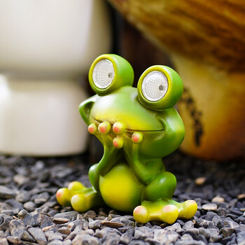 Ηλιακή λάμπα SAAKAR Resin Little Frog Garden Statue Figurines for Outdoor Cute Garden Decoration Courtyard Accessories Αντικείμενο Αντικείμενο