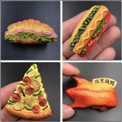 hűtőmágnesek pekingi sült kacsa pizza hot dog kenyér hamburger hűtőszekrény hűtőmágnes kreatív élelmiszer kézműves készlet