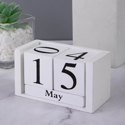 1 bucată din lemn calendar perpetuu acasă dormitor ornament de birou creativ DIY student copii fete decorare cadou