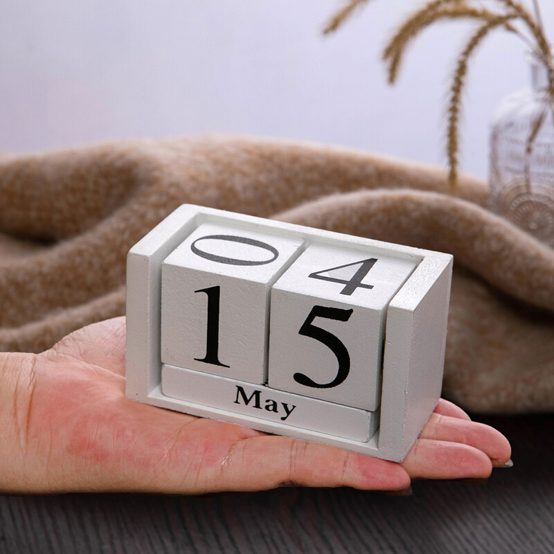 1 bucată din lemn calendar perpetuu acasă dormitor ornament de birou creativ DIY student copii fete decorare cadou