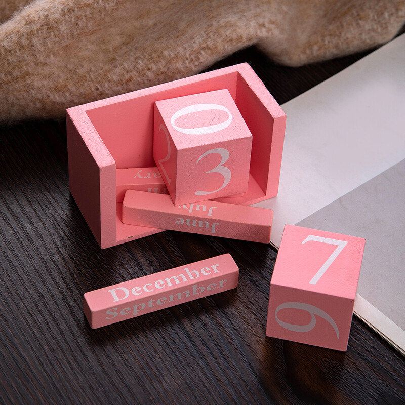 1 bucată din lemn calendar perpetuu acasă dormitor ornament de birou creativ DIY student copii fete decorare cadou