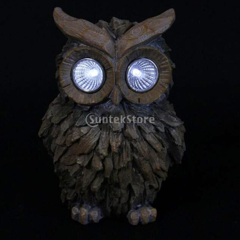 Градинска статуя на животно от смола със слънчеви LED светлини очи - най-добрият арт декор за вътрешен дом или офис на открито