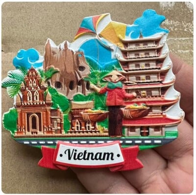 Hanoi Champa pagoda, Danang Bana-hegy, Vietnam 3D hűtőmágnesek turisztikai ajándéktárgyak hűtőszekrény mágneses matricák ajándék