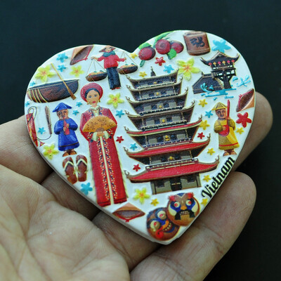 Hanoi Champa pagoda, Danang Bana-hegy, Vietnam 3D hűtőmágnesek turisztikai ajándéktárgyak hűtőszekrény mágneses matricák ajándék