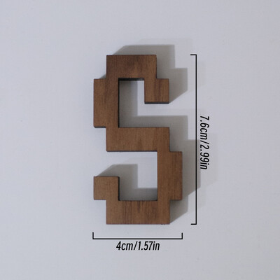 7,6 cm vysoký pixelový štýl, čierne orechové drevo, anglické písmeno, kreatívna abeceda, čísla, domáci bar, káva, svadobná hra, dekorácia v štýle hry