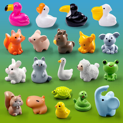 20db Capybara Flamingo Tukán Pelikán Mókus Róka Nyúl Disznó Macska Béka Figura Miniatűr Tündér Kertdísz Kiegészítők