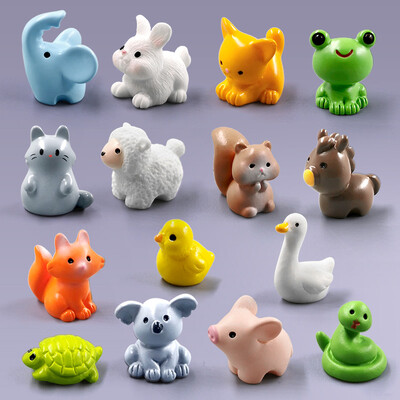 10 db Mókus Róka Nyúl Juh Kacsa Disznó Macska Ló Béka Teknős Kígyó Koala Figura Miniatűr Tündér Kertdísz Kiegészítők