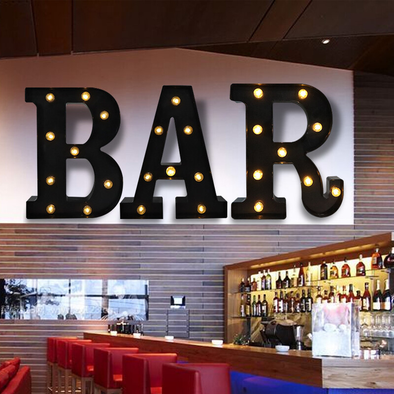 Litere de 22 cm cu lumină LED, alfabet negru, număr de litere, lumină de noapte, acasă, litere de Crăciun, accesorii pentru petreceri de aniversare, decorare