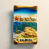 Maldív-szigetek, Korall trópusi halak, tengerparti táj, 3D sztereoszkópikus, turisztikai ajándéktárgyak, műgyanta festés, lakásdekoráció, hűtőmágnesek