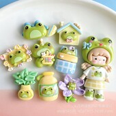 10 DB gyanta színes felhő angyallány béka sorozat ház lapos hátú, cabochon figura Scrapbook DIY kulcstartó-kiegészítő kézműves