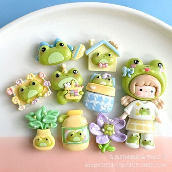 10 ΤΕΜ Ρητίνης Πολύχρωμο Cloud Angel Girl Frog Series House Flatback Cabochon Figurine Scrapbook DIY Keychain Accessorie Craft